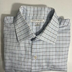 Banana Republic Men's Light Blue Plaid Shirt Size 16-16.5 L CB-